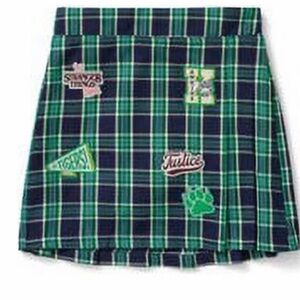Excellent condition Justice brand Stranger Things green plaid skort M10